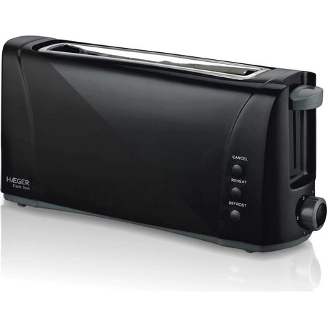 HAEGER Dark Sun - Tostapane, 1 Fessura Extra Lunga, Multifunzione, 1000W, 6 Livelli di Doratura, Nero (1/5)