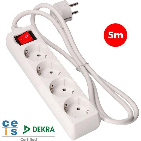 Base Multipla 4 Prese t/tl 10/16A Schuko + Interruttore 5m 3x1,5mm EDM
