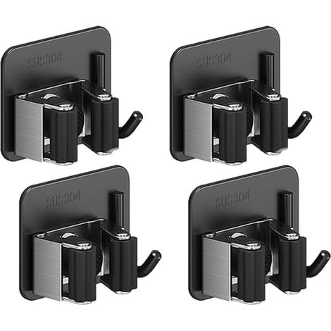 Porte-Balais - Inox Sans Perçage - Adhésif Pour Salle De Bain Cuisine Bureau - Lot De 4