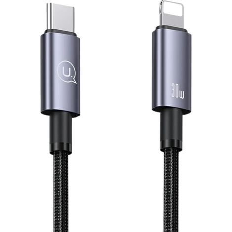 Usams USB-C auf Lightning Kabel 30W 0,25m Schnellladekabel Stahl/Anlauf SJ679USB01 (US-SJ679) (1/4)