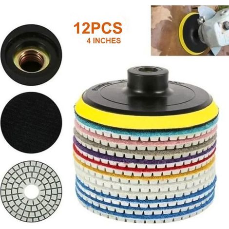 Lot de 12 Disques de Polissage Diamant – Humide/Sec, Grain 50 à 6000, pour Granit, Marbre, Pierre, Béton, Céramique (1/5)