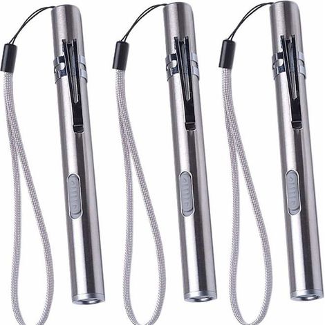 Lot de 3 lampes torches LED USB pour infirmières,mini torche rechargeable, lampe-stylo pratique avec clip (1/5)
