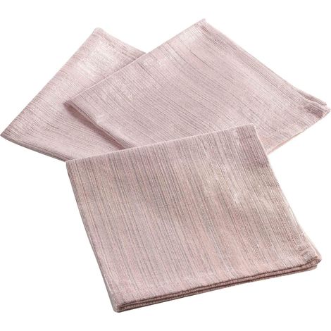 3 Serviettes de Table de Fête (40 x 40 cm) Elegancia Rose, Coton Uni et Fils Métallisés (1/4)