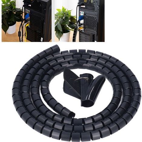 Gaine spirale organisatrice de câbles, tube enrouleur 20mm pour gestion des fils TV, PC, bureau, 2m (1/5)