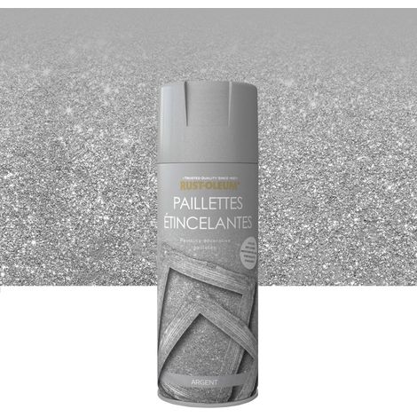 Rust-Oleum – Peinture aérosol paillettes argent brillant 400 ml – Finition métal – Rendement 1.6 m² – Application en une couche