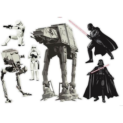 Sticker Mural Géant - Stormtroopers accomapgner part Dark vador et le marcheut AT-AT et the impériale - 100 x 70 cm (1/2)