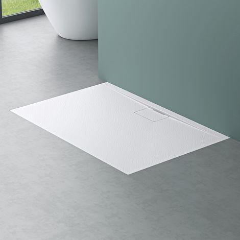 Mai & Mai Duschtasse Duschwanne aus Mineralguss BxTxH: 80x120x3 cm Mineralgusswanne in Weiß DIN-Anschlüsse Geoma07