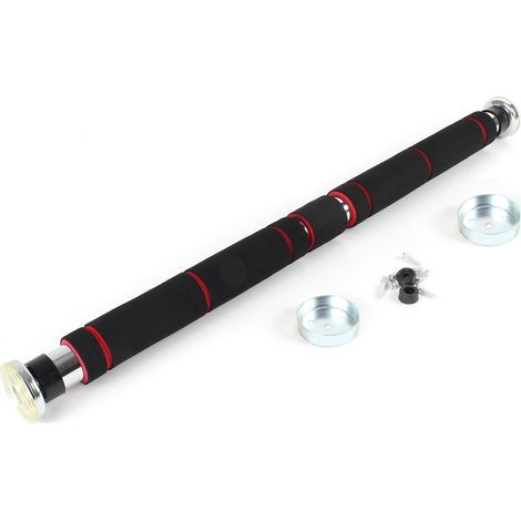 Wiltec Klimmzugstange aus Stahl, max. 160 kg, für Türrahmen 62-85 cm, Reckstange mit Softgrip, Turnstange, Türreck, Krafttraining