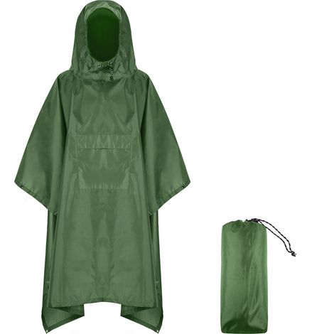 Wasserdichte Outdoor-Abdeckung, Zeltabdeckung, 3-in-1-Regencape zum Wandern, grünes PU (1/5)