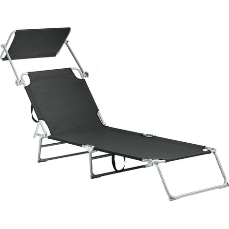 Sun Lounger FOLIGNO Reclining Metal Black