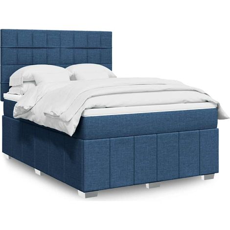 Boxspringbett mit Matratze Blau 140x190 cm Stoff (1/5)