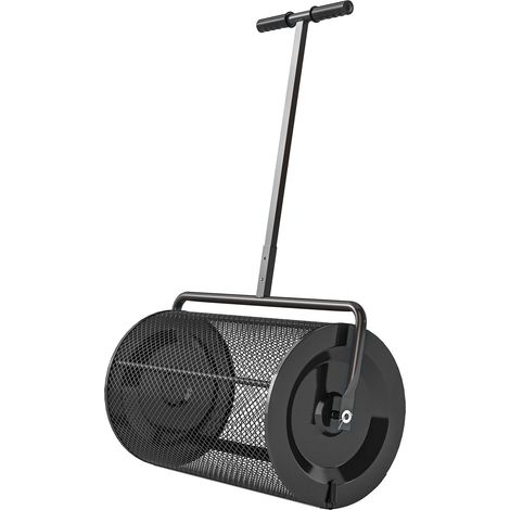 Kompoststreuer 300L 61x40cm Düngerstreuer Rasen Garten Gartenstreuer mit T-Griff Mesh-Korb Metall Saatgutstreuer Torfmoosstreuer Rasenstreuer Rasenpflege für Kompost, Mist Dünger Saat Schwarz  (1/5)