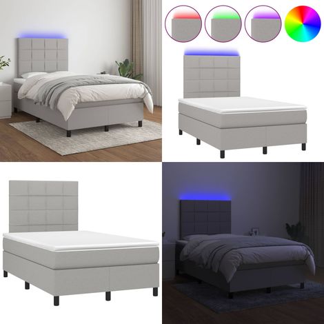 Boxspringbett mit Matratze & LED Hellgrau 120x200 cm Stoff - Boxspringbett - Betten - Schlafräume - Doppelbett - Einzelbett - Home & Living (1/5)