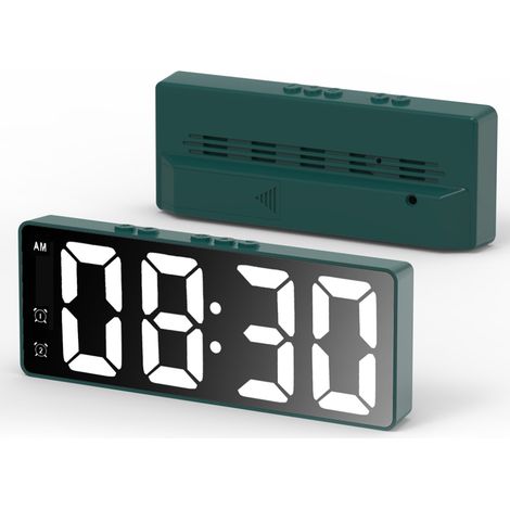Reloj Despertador Digital LED Espejo - Pantalla HD - Control por Voz - Doble Alarma - Temperatura en Tiempo Real - USB o Pilas AAA (1/5)