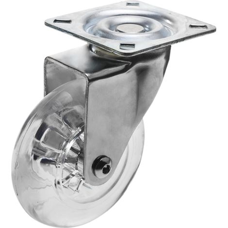 PrimeMatik - Roue pivotante industrielle en polyuréthane et PVC transparent sans frein 75 mm (1/5)
