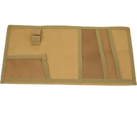 Borsa organizer da fissare all'aletta parasole dell'auto, realizzata in tessuto Oxford color kaki, con una capacità di 5 litri, adatta a berline, pick-up e SUV.