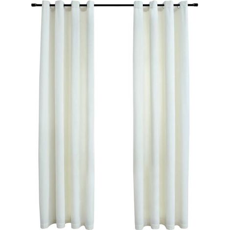 Rideaux occultants, avec anneaux de suspension, ensemble de deux pièces, velours beige, 140 x 175 cm (1/5)