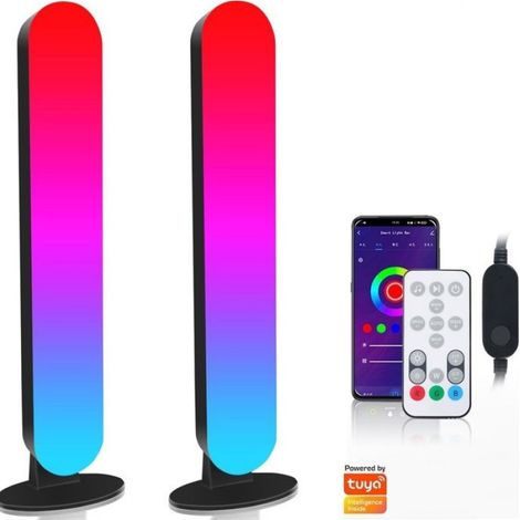 Lampe LED - Barre lumineuse - 16 Millions De Couleurs - 9 Modes Dynamiques - Synchronisation Audio - Éclairage D'ambiance Pour Home Cinéma Et Jeux Vidéo - Pack De 2 Unités (1/5)