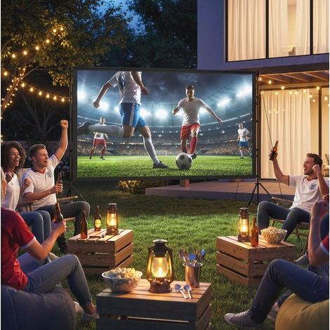 Schermo proiezione 120 pollici 16:9, poliestere nero, doppia faccia 4K/8K con treppiedi FloraGrace (1/5)