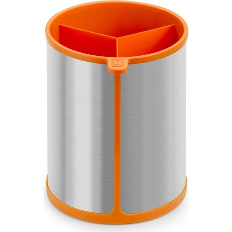 BRA Efficient Barattolo girevole per utensili da cucina, acciaio inox, arancione, 14,5 x 15 x 18 cm (1/2)