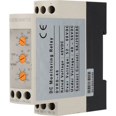 Undervoltage Protector, DC 12V 24V 36V 48V Overvoltage and Undervoltage Surge Protector DVRD Rail Type for Motor Battery Power Supply (DC48V) (1/5)