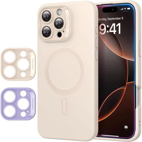 iPhone 16 Pro Hülle MagSafe, Silikon, stoßfest, Kameraschutz, Beige (1/5)