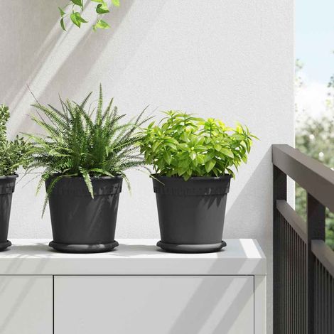 Runder Blumentopf 6 pcs Schwarz Ø 19 x 16 cm Kunststoff