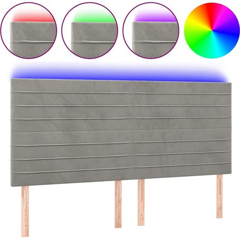 Maison Exclusive - Cabecero con luces LED terciopelo gris claro 2 (1/5)