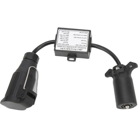 Connecteur automobile en plastique : connecteur à lames 7 broches (norme américaine) vers connecteur rond 13 broches (norme européenne) pour voitures et camions (1/5)