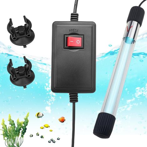 Lampe stérilisateur UV d'aquarium avec minuterie : 13 W Lumière UV avec coque épaisse étanche, clarificateur UV pour le nettoyage des aquariums, piscines, bol à poissons (1/4)