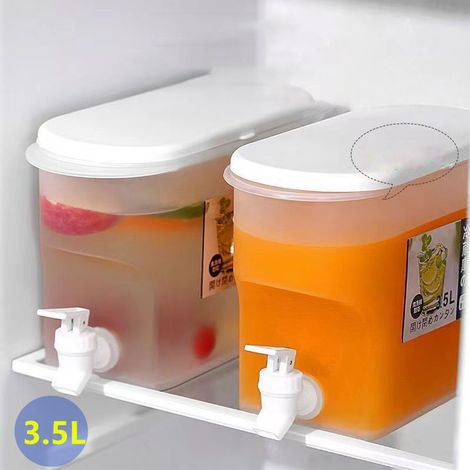 Distributeur de boissons blanc de 3,5 L avec robinet, grand couvercle et fermeture hermétique pour une fraîcheur optimale. (1/5)