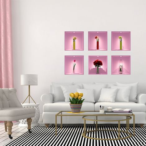 Pack de 6 stickers 3D Les fleurs 60 x 90 cm (1/3)
