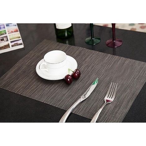 Set de table tissé en Teslin de style japonais, set de table décoratif rétro pour salon de thé, tapis pratique imperméable et isolant thermique, set de table épais. (1/5)