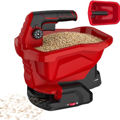 Épandeur d'engrais sans fil – 3,3 L – 8 niveaux de contrôle – Angle de diffusion 140° – Moteur brushless – Idéal pour engrais, semences et sel – Compatible 18 V