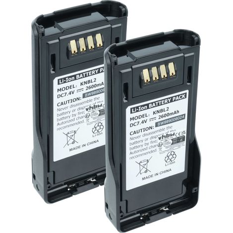 vhbw 2x Akku kompatibel mit Kenwood TK-5430, VP5000, VP6230, VP5430, VP6000, VP5230, VP5330 Funkgerät, Walkie Talkie (2600 mAh, 7,4 V, Li-Ion)