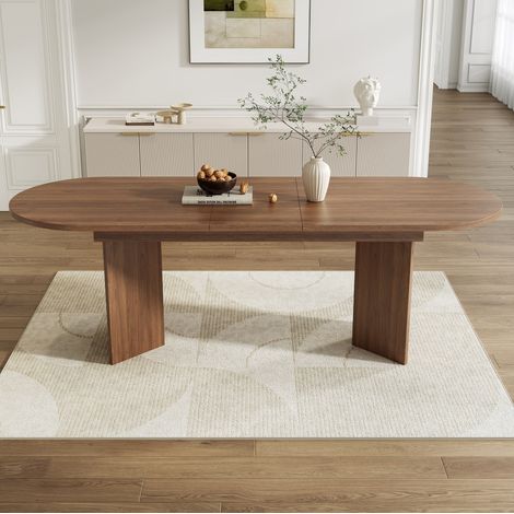 Mesa extensible comedor madera MDF nogal OKMYHOME (1/5)