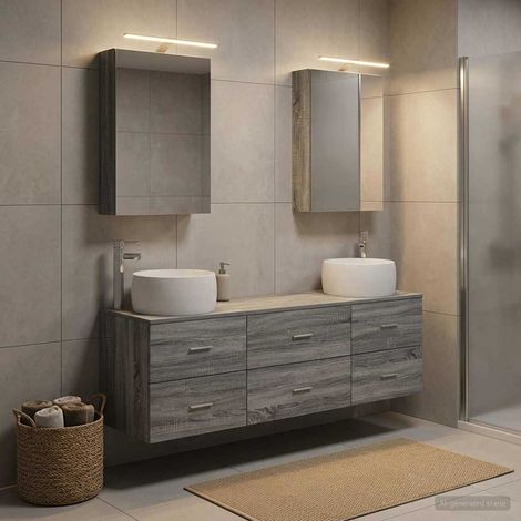 vidaXL Bathroom Furniture Set 5 pcs Grey Sonoma (1/5)