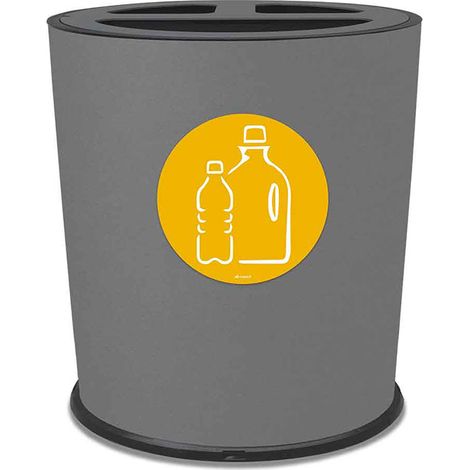 Pattumiera a Bidone per Raccolta Differenziata Ø35x40 cm 3 Scomparti 38 L Totali in Metallo Verniciato Grigio