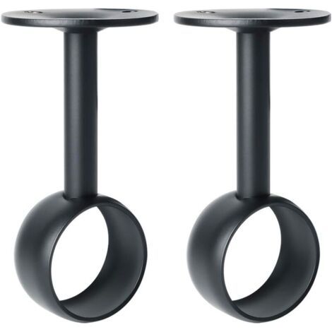 2 Pcs Support de Tringle à Rideaux Support Tringle Penderie avec Vis Support de Plafond pour Rideau et Armoire, Noir Mat en Acier (1/4)