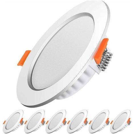 LED spot encastré,Extra Plat,5W Equivalent 50W Incandescence,Rond Ultra Slim Blanc Chaud 2700k,230V encastré lampe plafonnier plat rond,Pour Salle de Bain,Cuisine,Salon,Couloir,Lot de 6 [Classe énergé (1/5)