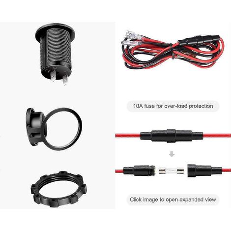Prise allume-cigare 12 V, lot de 2 pour voiture, bateau, moto, quad, camping-car, prise de remplacement étanche 12 volts (1/3)