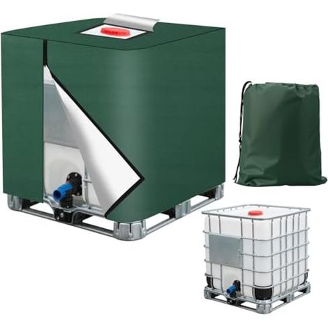 Housse cuve IBC 1000L, housse conteneur IBC 420D, protection UV étanche anti-poussière avec sac (120x100x116 cm) (Vert)