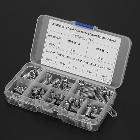 Jeu de 110 douilles filetées pour vis M6-M8/1D-3D, en acier inoxydable et à filetage hélicoïdal (1/5)