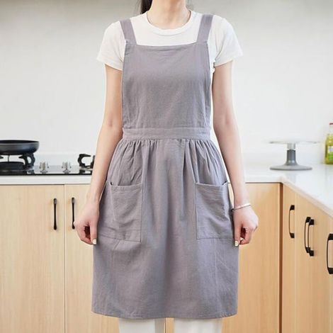 Tablier Coton Lin - Tablier de Cuisine et Travail avec Poche - Unisexe - Taille Unique - 1 Pièce (1/3)