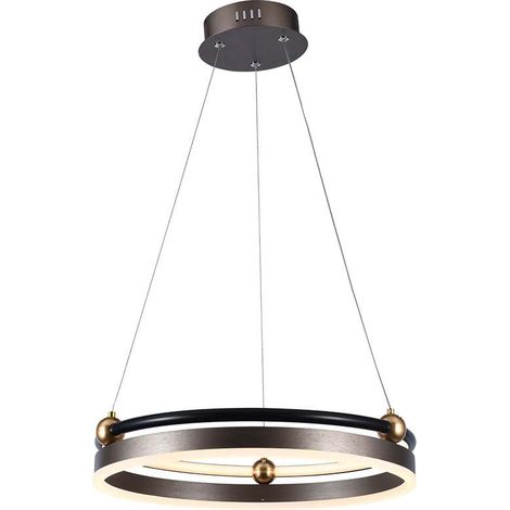 Lustre à suspension circulaire LED 20W en métal Couleur café d : 42.5cm h : 110cm 3000K (1/5)
