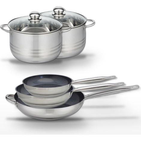 Lot de 3 Poêles Elo Profi Therm Platinum 24/28/32 cm et 2 Faitouts 20/24 cm (1/5)