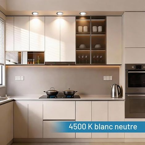LED Encastrable Dimmable 230V 5W,4500K Blanc Neutre luminaires pour Meuble LED, 20mm Extra Plat Spots, Trou 55-58mm Spots Encastrables pour Meuble Plat, Hotte de Cuisine, Set de 6 (1/3)