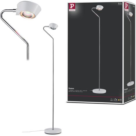 lampadaire LED Ramos incl. 1x7,5 / 1x3,5 watts gradable Lampe sur pied Blanc dépoli, Chrome luminaire sur pied 2700 K (1/5)
