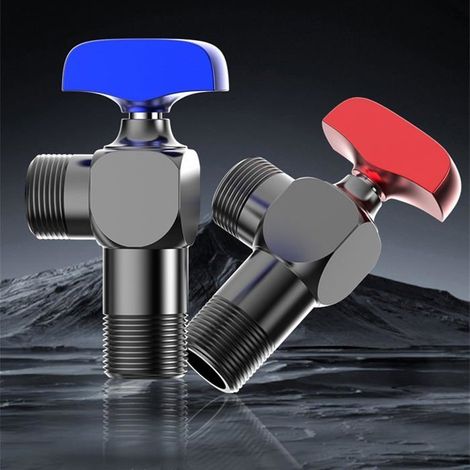 Vanne d'Angle Laiton Haut Débit 1/2 Pouce Pour Chauffe-Eau Robinet Boule Salle de Bains Arrêt Gris Rouge (1/5)
