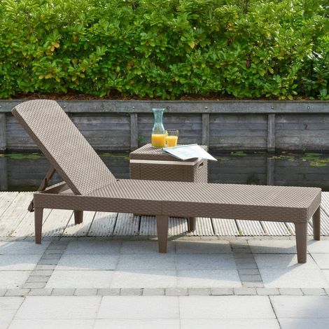 Dmora - Sonnenliege Marsicana, Gartenliegestuhl, Klappbett für den Außenbereich, Liegendes Feldbett, 188x58 h29 cm, Taube (1/4)
